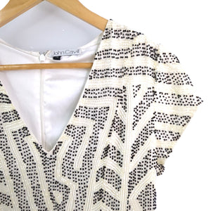 JOHN CAVILL Silk Designer Beaded Dress Size M