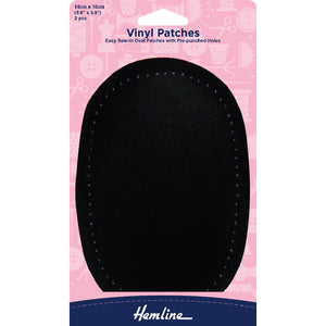 HEMLINE 2 x Vinyl Patches Sew In 'Black'