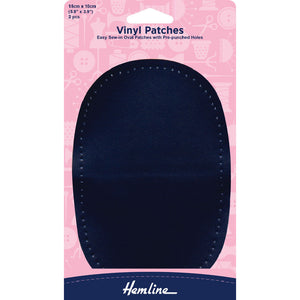 HEMLINE 2 x Vinyl Patches Sew In 'Navy'