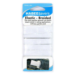 HABEE$AVERS Braided Elastic 12mmx4m 'White'