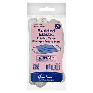 HEMLINE Braided Elastic 5mmx3m 'White'