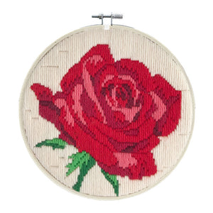 LADYBIRD Long Stitch Kit 'Rose Rouge' 15.2x15.2cm