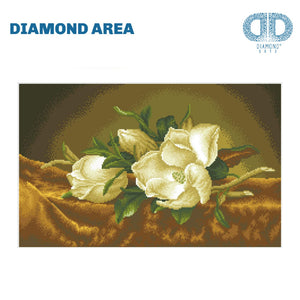 DIAMOND DOTZ® Magnolias on Gold Velvet (apres Martin Johnson Heade) 66x41cm