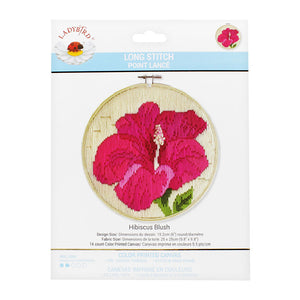 LADYBIRD Long Stitch Kit 'Hibiscus Blush' 15.2x15.2cm